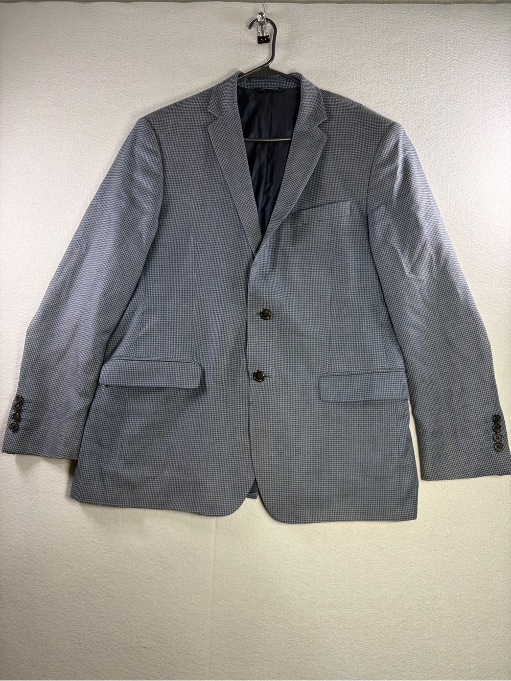 Ralph Lauren Blue Houndstooth Sport Coat Wool & Silk